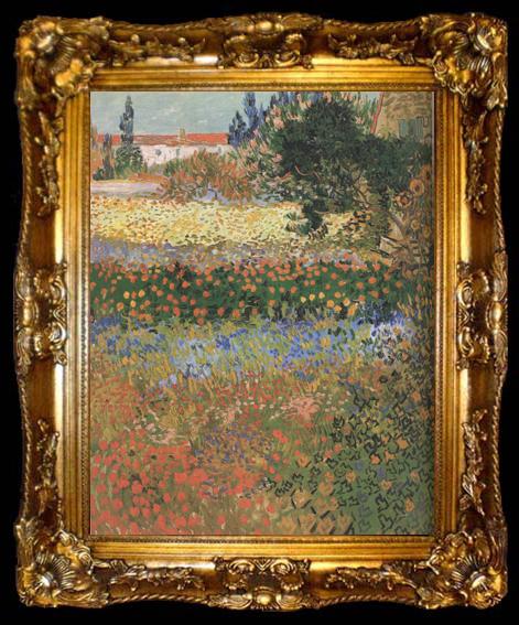 framed  Vincent Van Gogh Flowering Garden (nn04), ta009-2